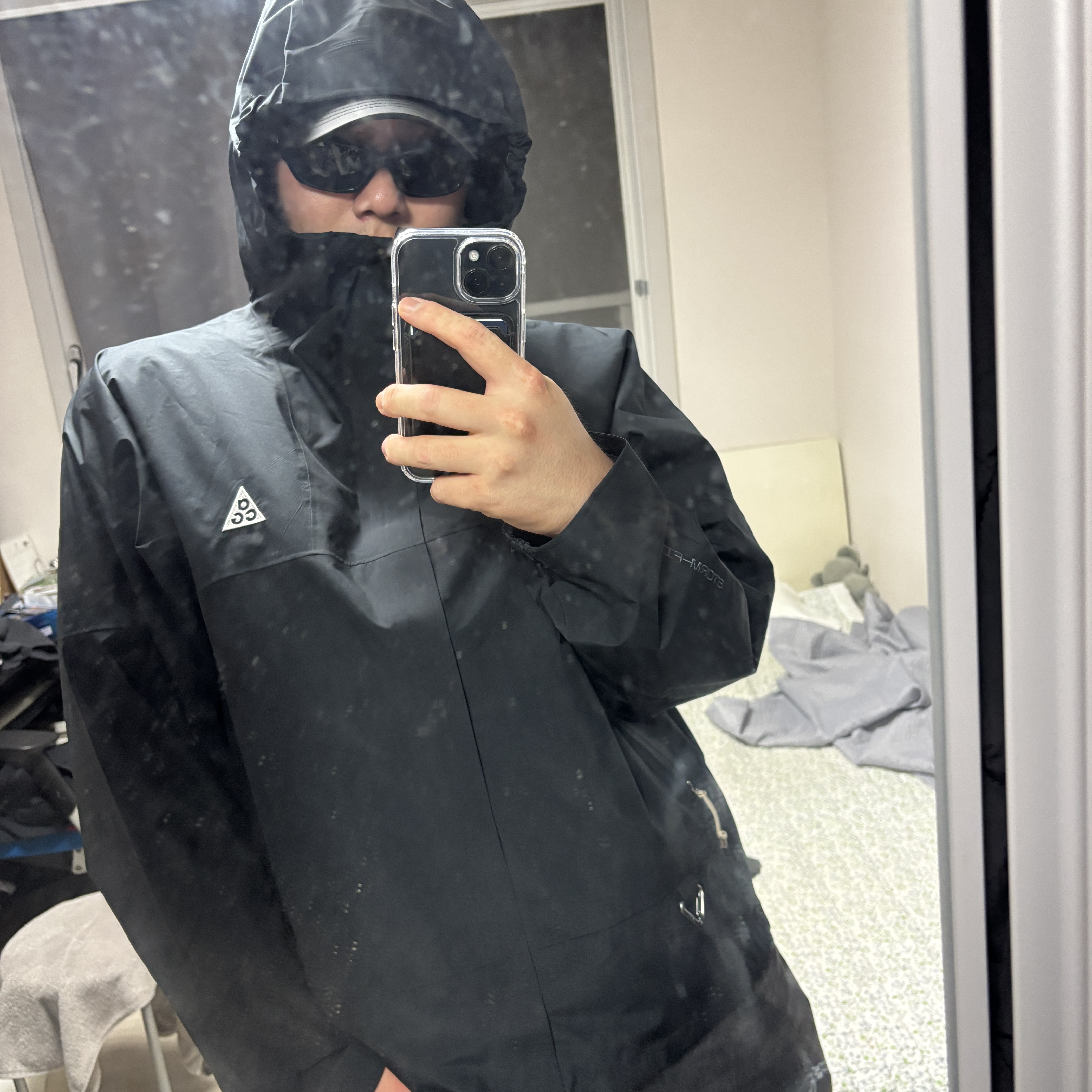 Nike ACG Storm-Fit ADV Cascade Rains Full Zip Jacket Black - Asia, Nike ACG Trail Cap Black 착용 스타일 - 1