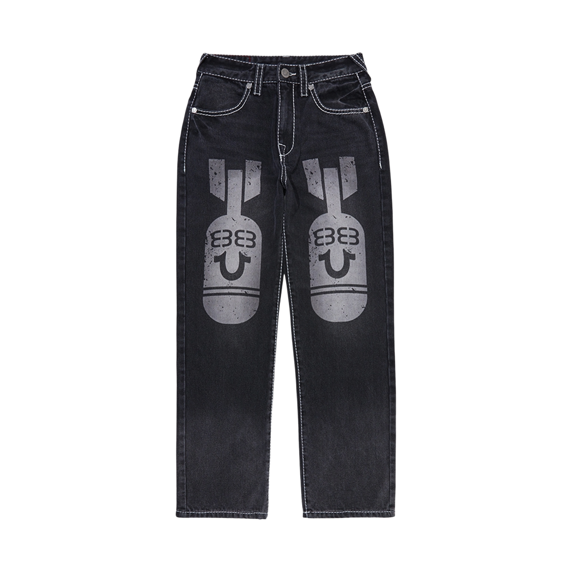 TRA3PTU502WBK True Religion BOMBER DENIM PANTS_WASHED BLACK