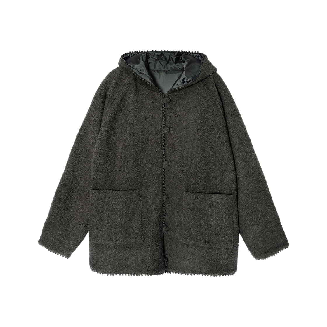 25aw12 Pesto Hooded Boucle Cardigan Dark Moon