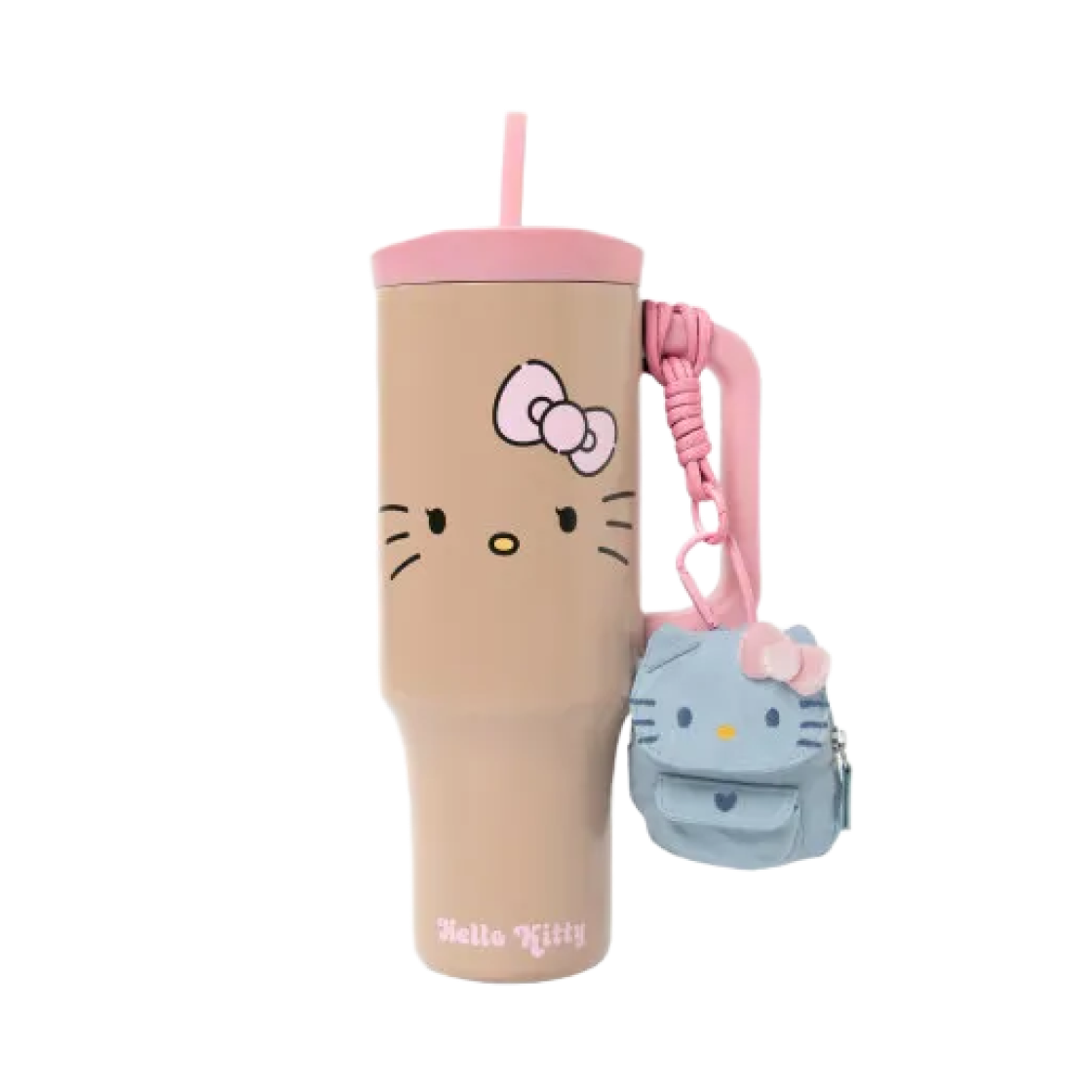 - Sanrio Hello Kitty x TBH Big Insulated Straw Cup 1200ml Black Leather Hello Kitty with Mini Storage Bag Pendant