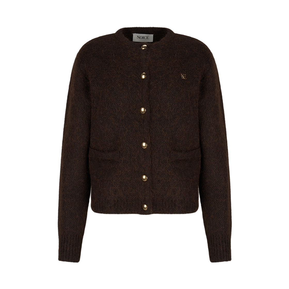 노이스 모헤어 니트 카디건 브라운