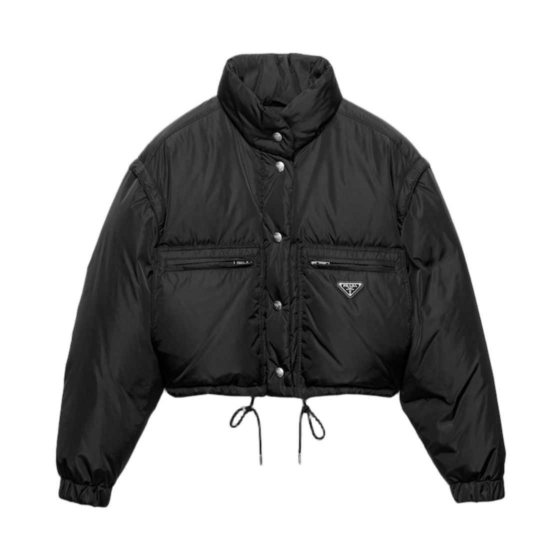 (W) 프라다 크롭 리나일론 다운 자켓 블랙((W) Prada Cropped Re-Nylon Down Jacket Black)
