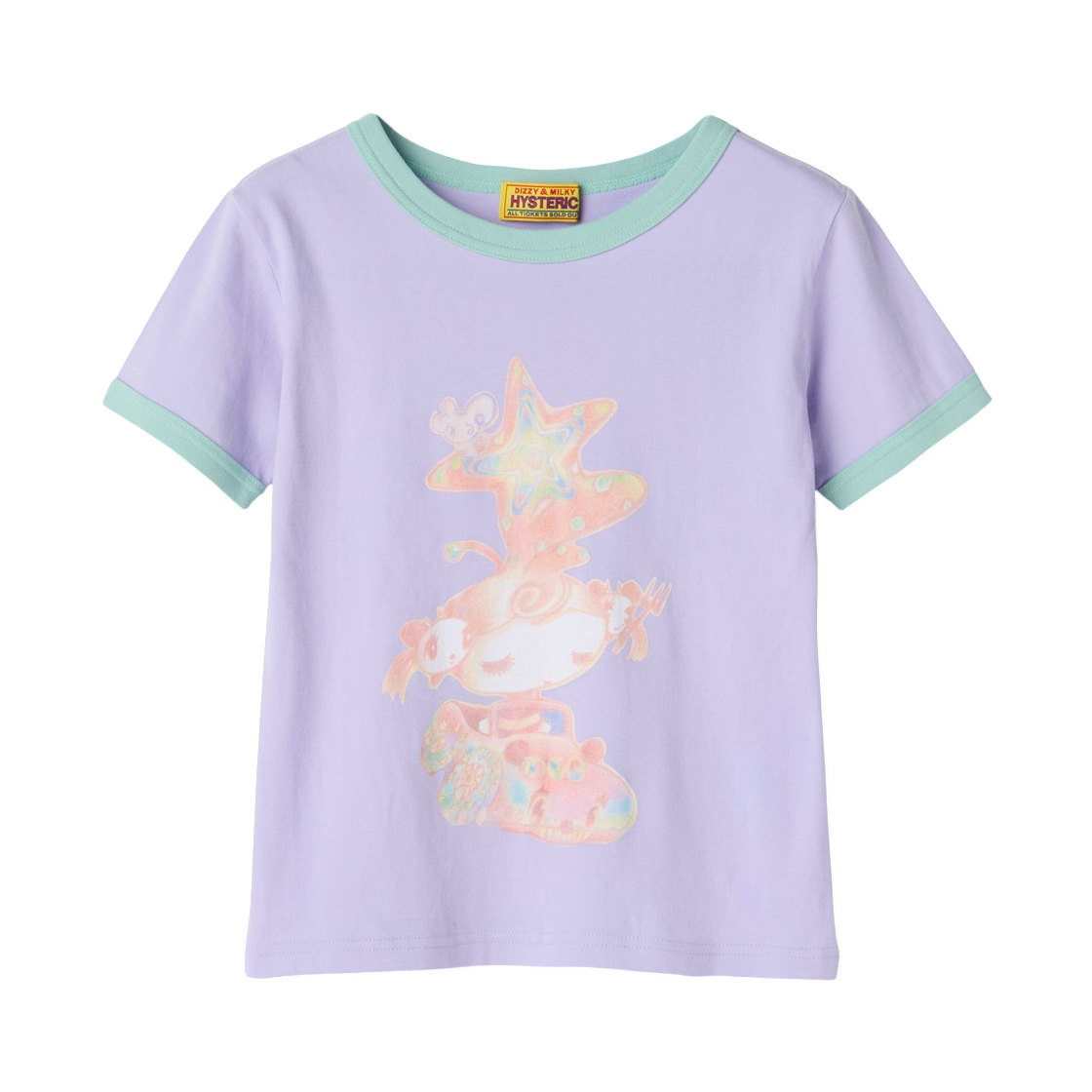 (W) 히스테릭 글래머 x 민키 치엔 텐윤한 치비 티셔츠 블루((W) Hysteric Glamour x Minky Qian Tengyunghan Chibi T-Shirt Blue) - 1