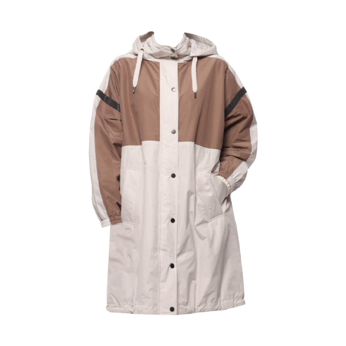 AMB5749558P-CQ756 (W) Brunello Cucinelli Monili Hooded Jacket Brown Ivory