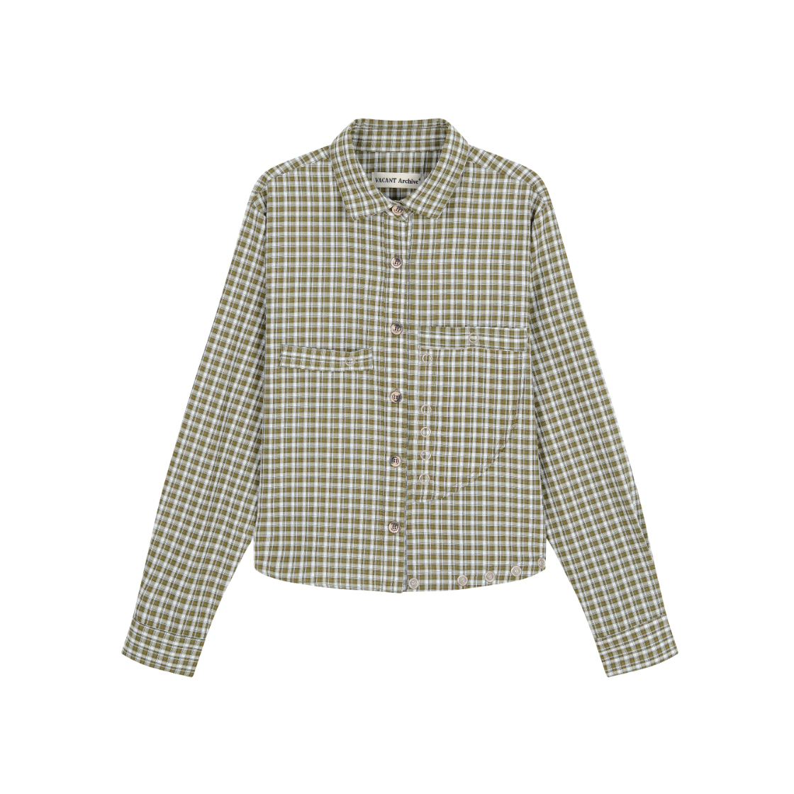 VUK53VSH001KHQQ Vacant Archive Nia Button Check Shirts Khaki