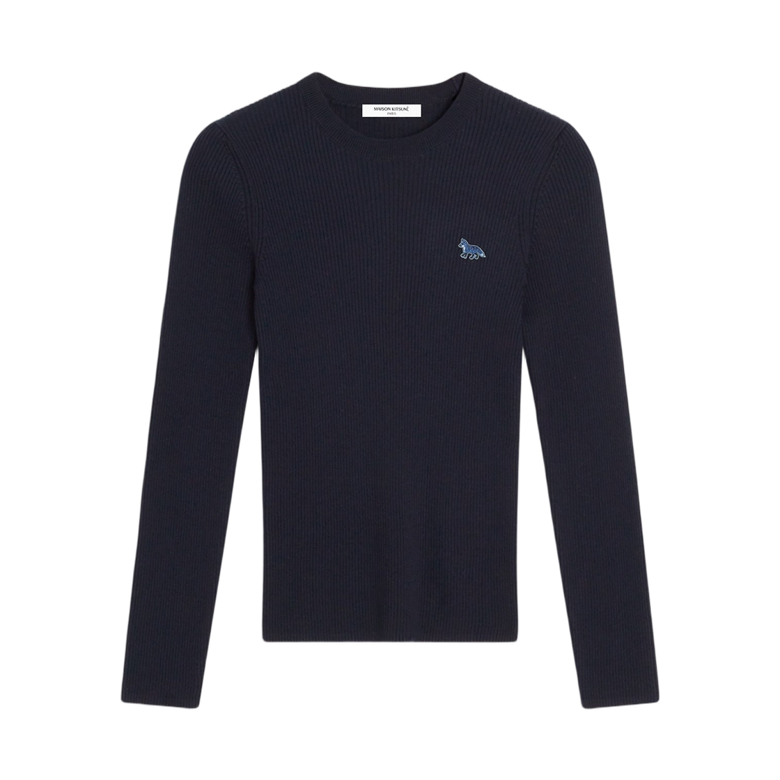 OW00801KT1091-P480 (W) Maison Kitsune Baby Fox Patch Fine Ribbed Jumper Navy