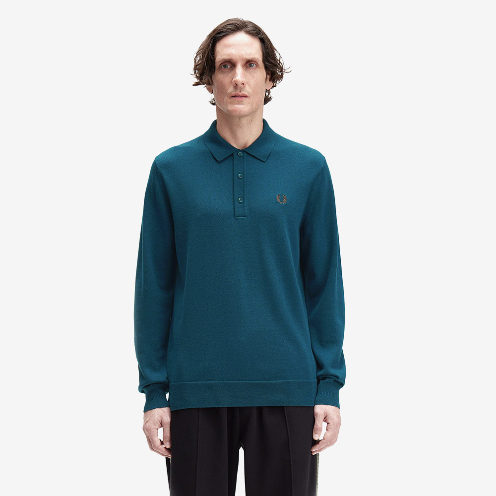 프레드페리 롱 슬리브 클래식 니트 셔츠 다크페트롤(Fred Perry Long Sleeve Classic Knitted Shirt Dark Petrol) - 2