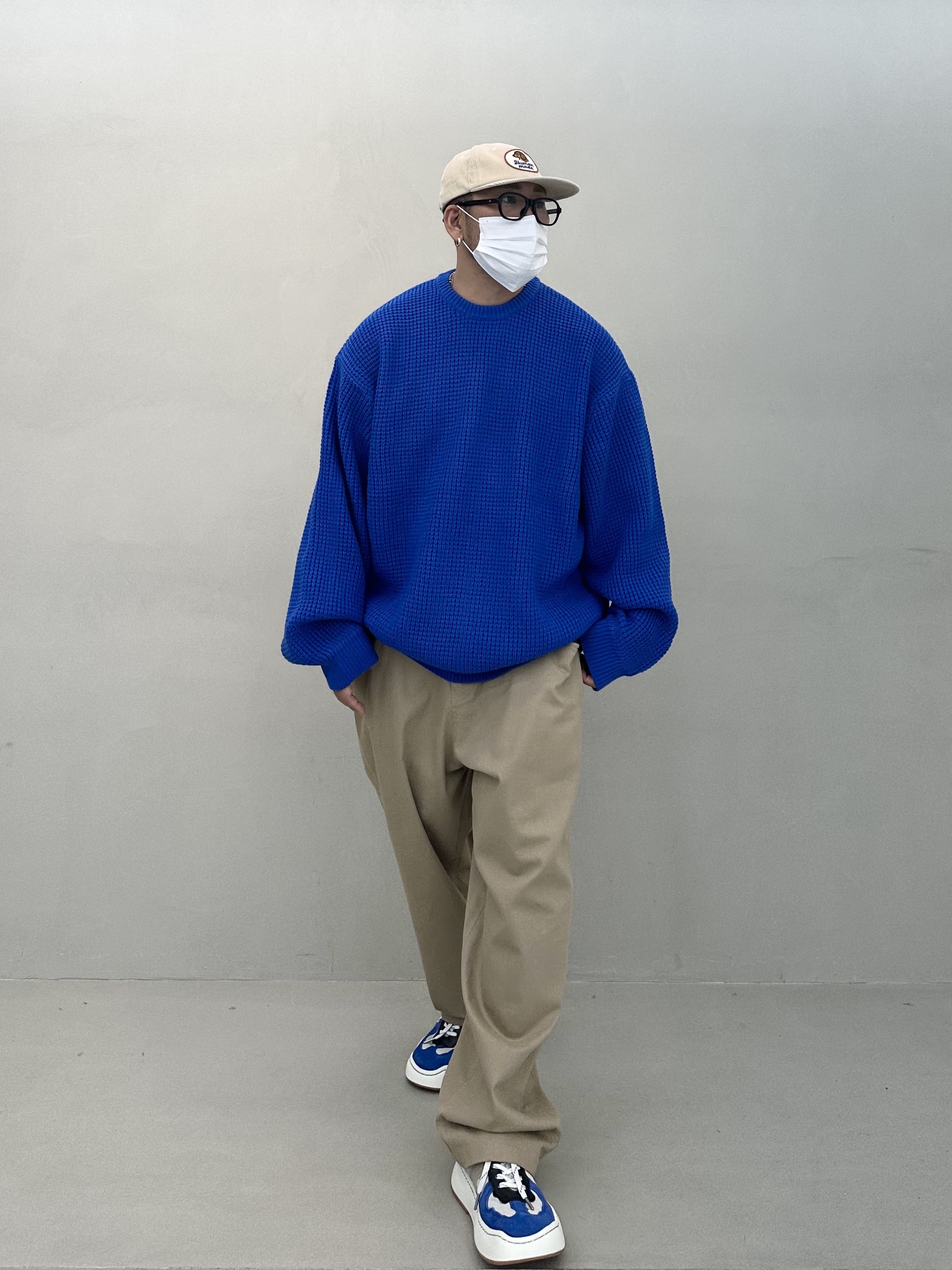 Human Made 6 Panel Corduroy Cap White, Ader Error Log; Baus Blue White 착용 스타일 - 2