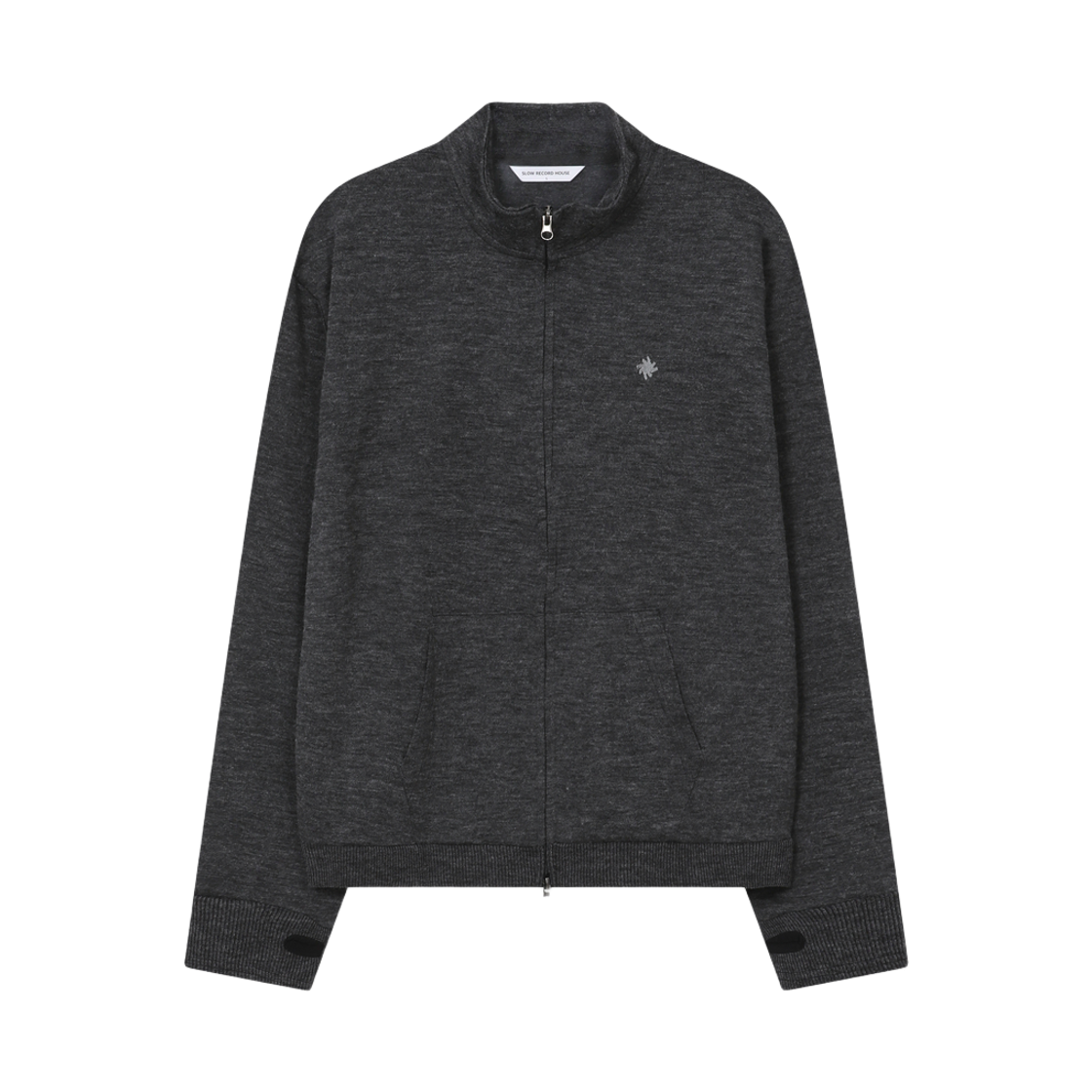 슬로우 레코드 하우스 트랙 집업 가디건 챠콜(SLOW RECORD HOUSE Track Zip-Up Cardigan Charcoal)