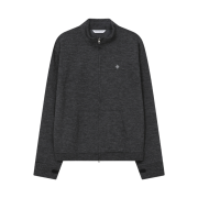 SLOW RECORD HOUSE Track Zip-Up Cardigan Charcoal