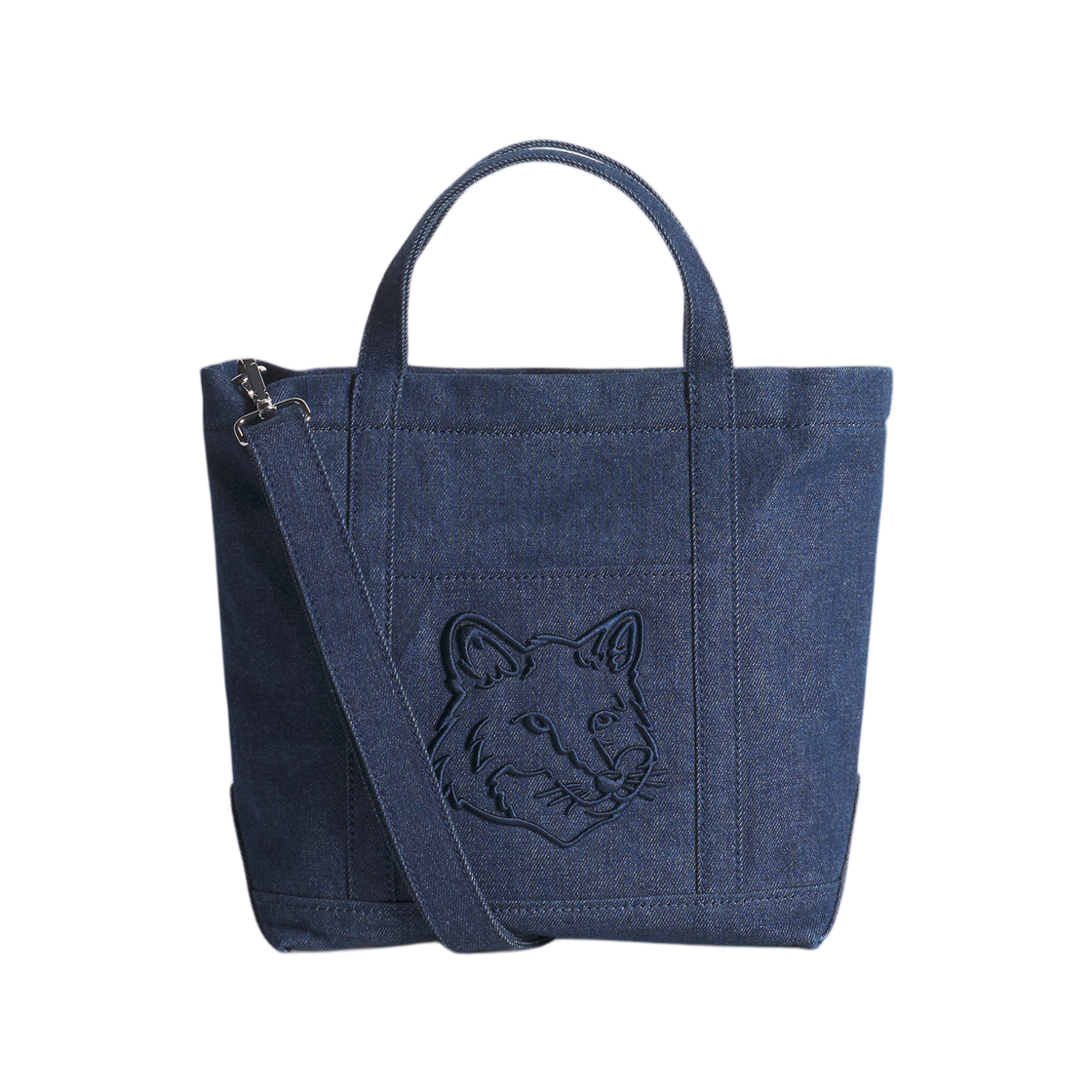LW05103WD4020-P470 Maison Kitsune Fox Head Small Tote Indigo