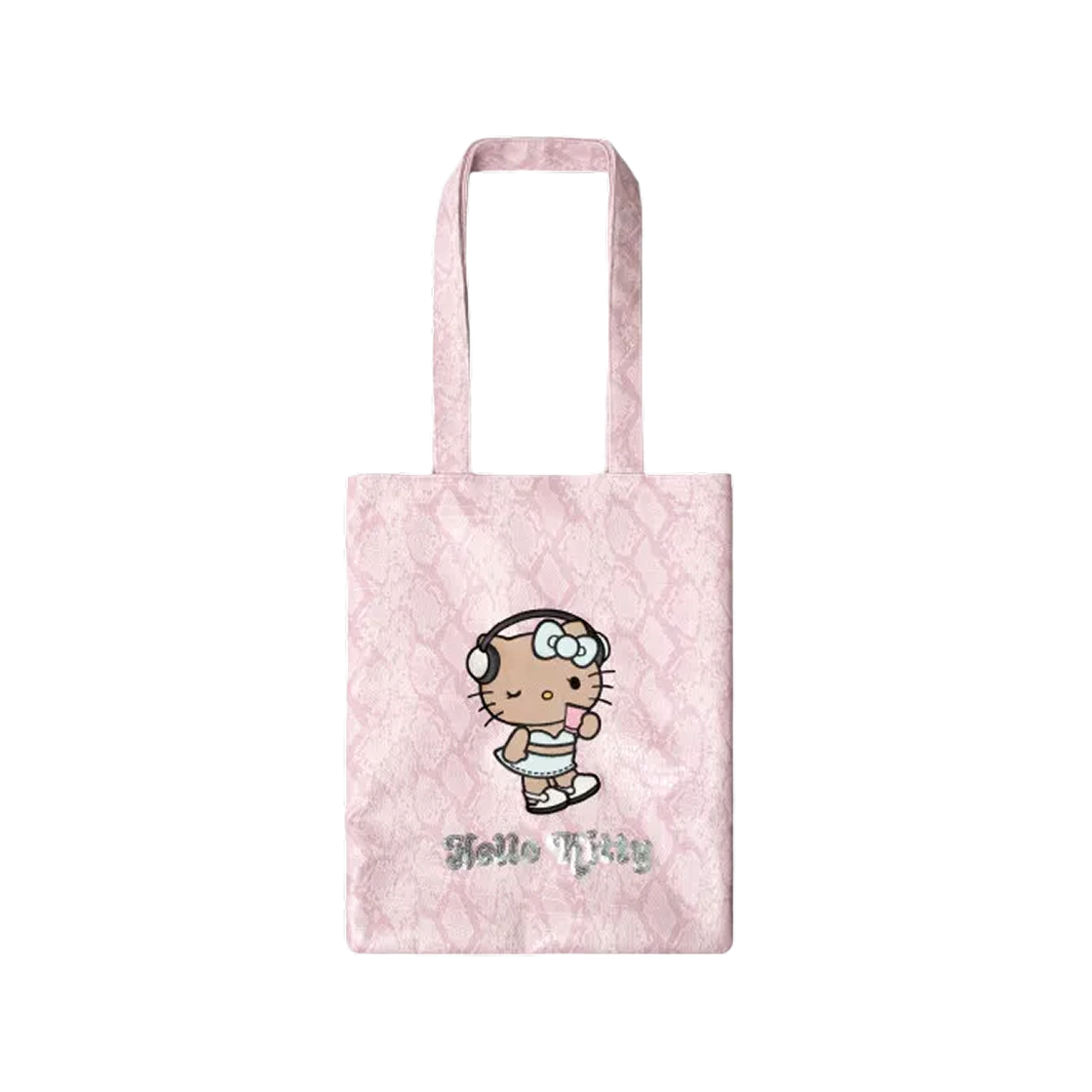 - Sanrio Hello Kitty x TBH Faux Leather Sequined Tote Bag In Pink Python Pattern