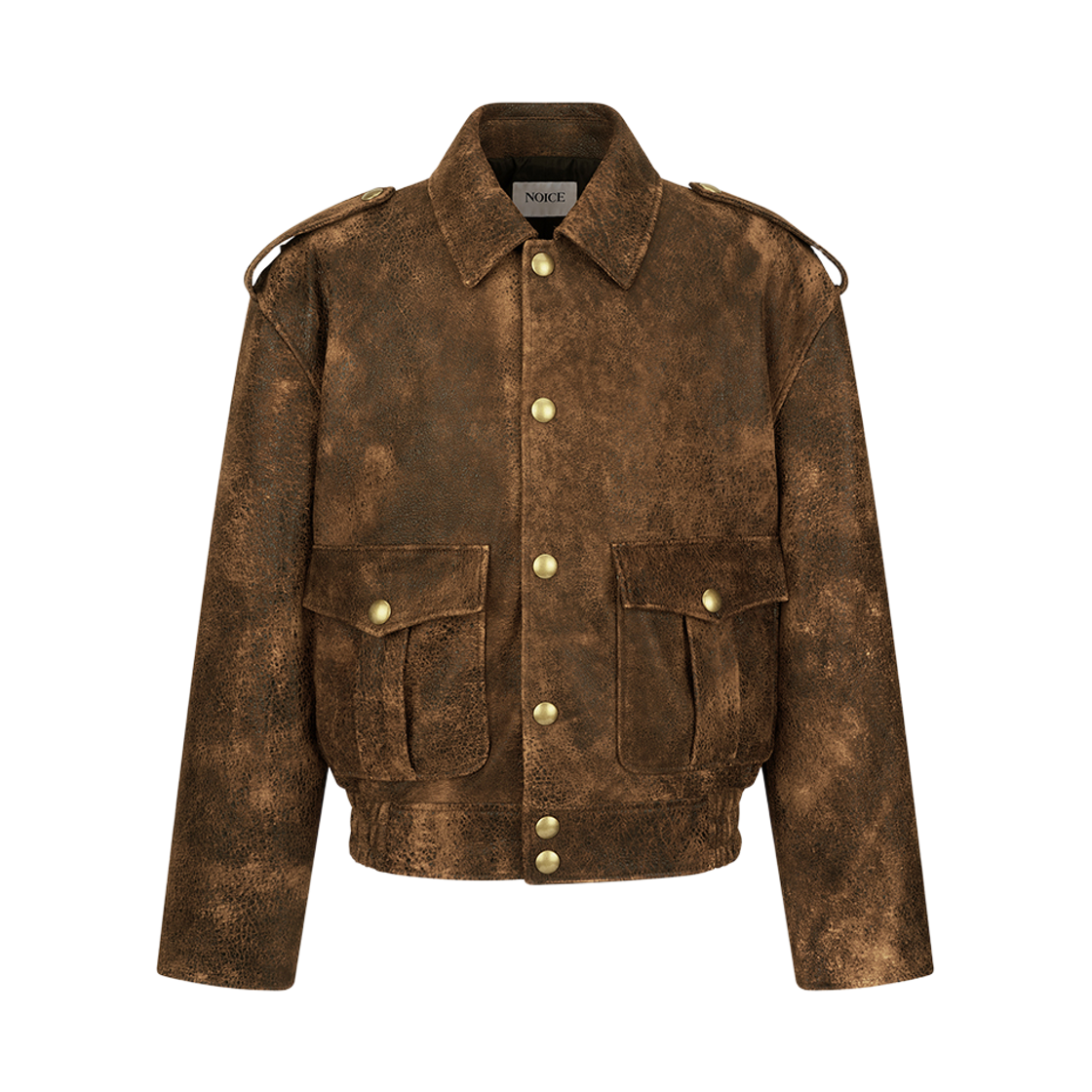 노이스 디스트레스드 램 스웨이드 재킷 브라운