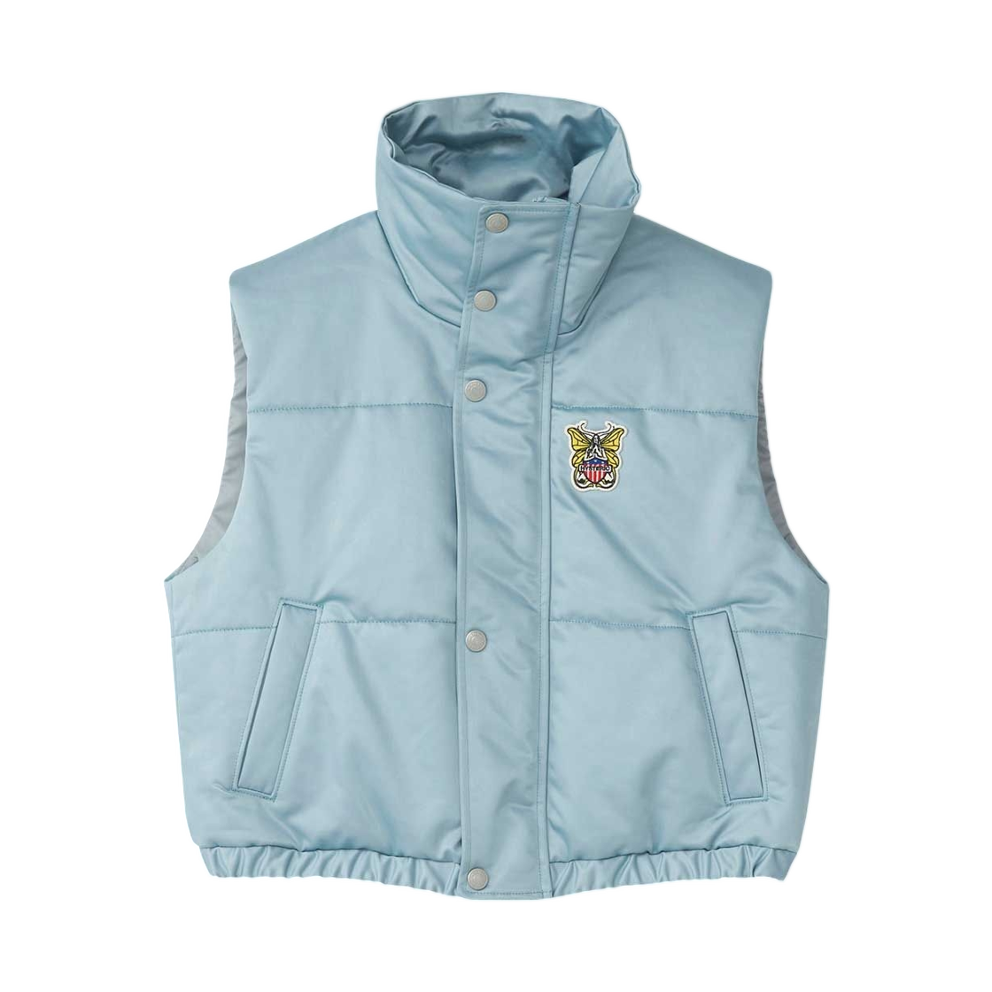 (W) 히스테릭 글래머 레비테이티드 걸 패치 숏 베스트 블루((W) Hysteric Glamour Levitated Girl Patch Short Vest Blue) - 1