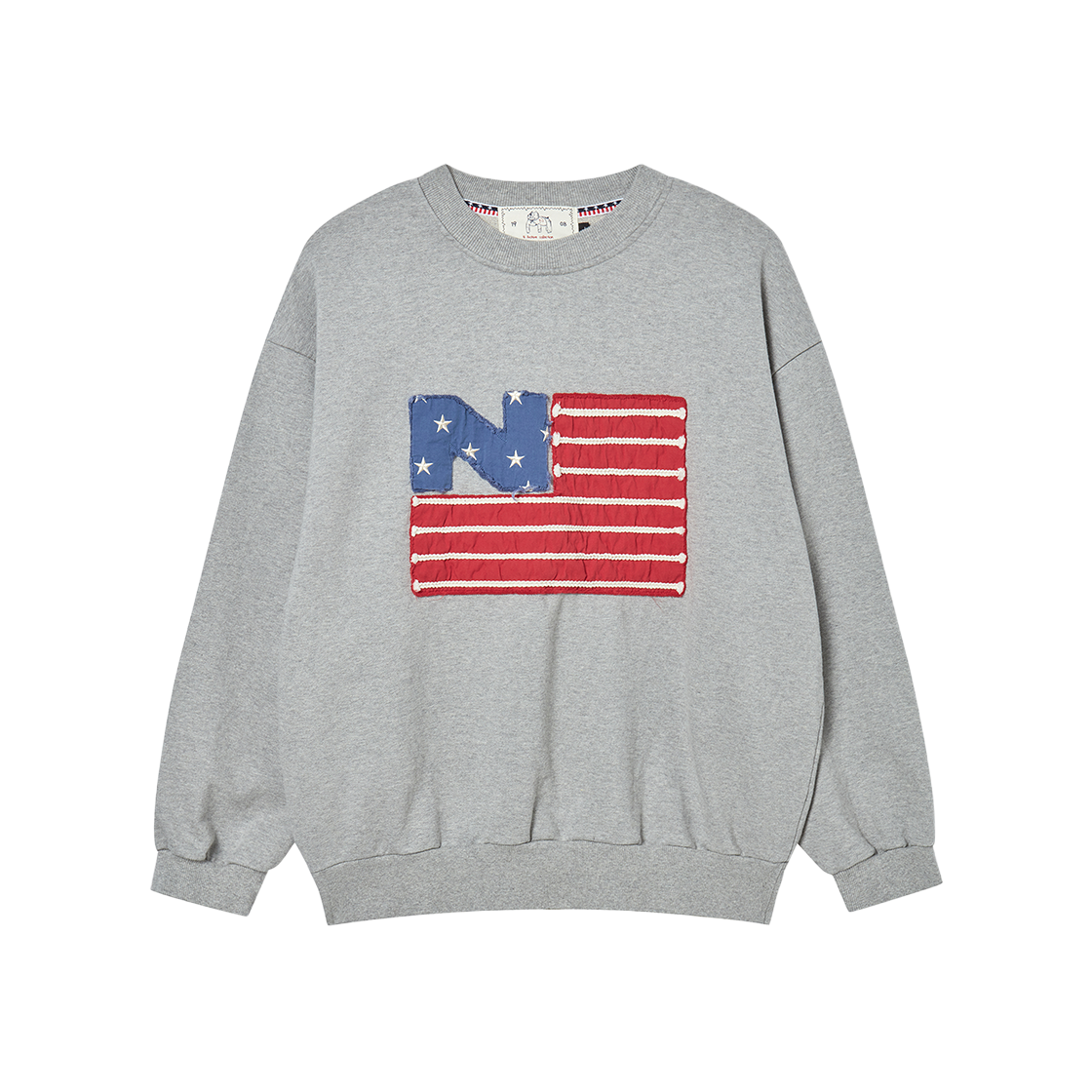 엔 아카이브 올드 글로리 핸드 메이드 패치 디테일 스웨트 셔츠 그레이(N ARCHIVE Old Glory Hand Made Patch Detail Sweat Shirt Gray)