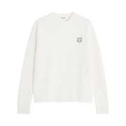 (W) Maison Kitsune Fox Head Wool Ribbed Jumper Ecru