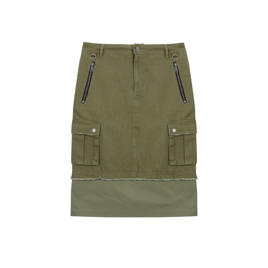 VWK53VSK003KHQQ Vacant Archive Wiffy Cargo Midi Skirt Khaki