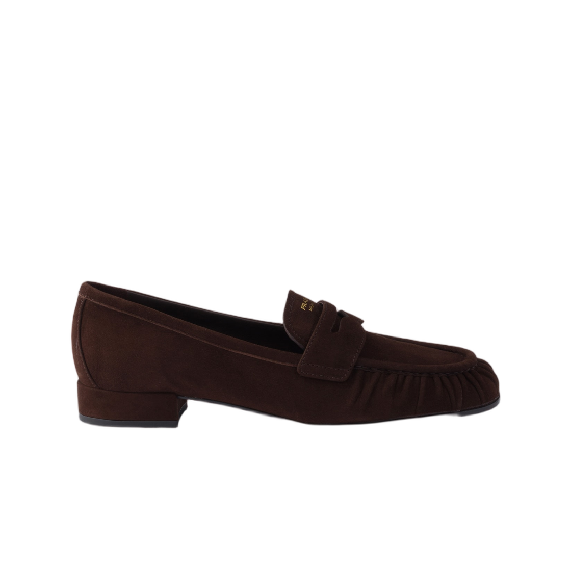 1D175O-008-F0003 (W) Prada Suede Loafers Dark Brown