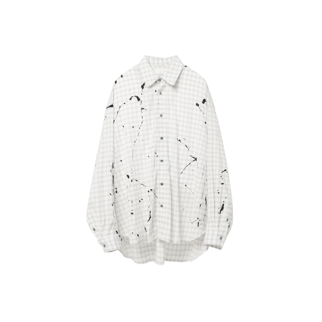 본바트 페인트 스프레드 체크 셔츠 화이트
