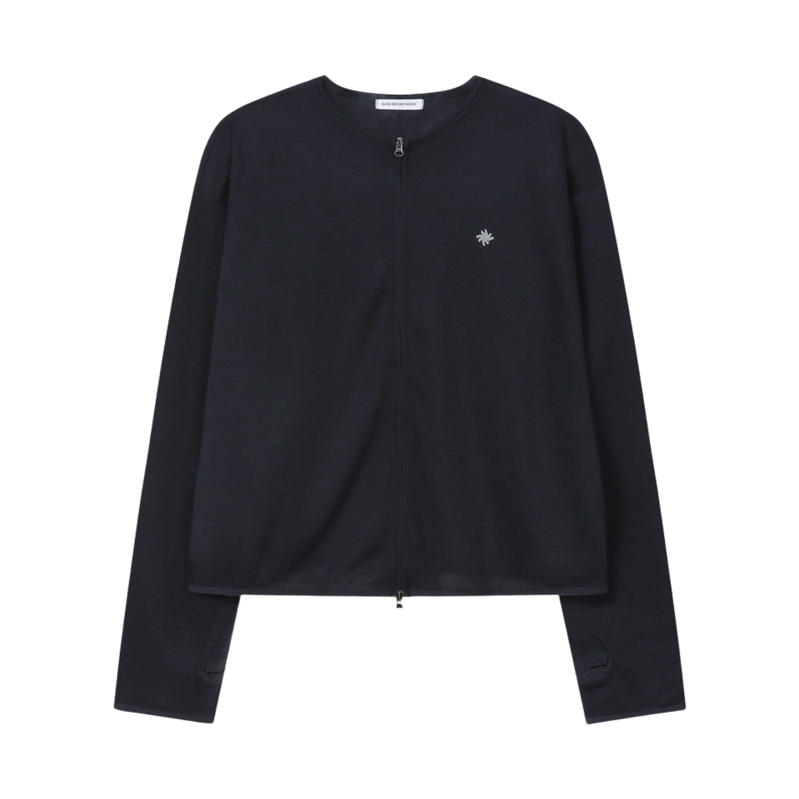 슬로우 레코드 하우스 라운드 집업 가디건 네이비(SLOW RECORD HOUSE Round Zip-Up Cardigan Navy)