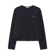 SLOW RECORD HOUSE Round Zip-Up Cardigan Navy
