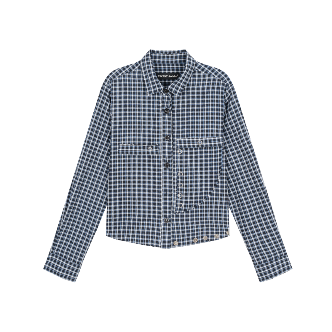 VUK53VSH001NVQQ Vacant Archive Nia Button Check Shirts Navy