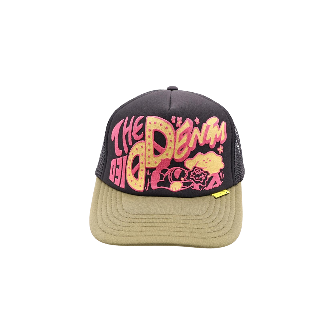 캐피탈 더 데님 다이드 프린트 트러커 캡 블랙 카키(Kapital The Denim Died Print Trucker Cap Black Khaki)