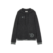 AEAE Layered Knit Hoodie Charcoal