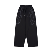 Fancy Club Keychain Eyelet Sweatpants Black