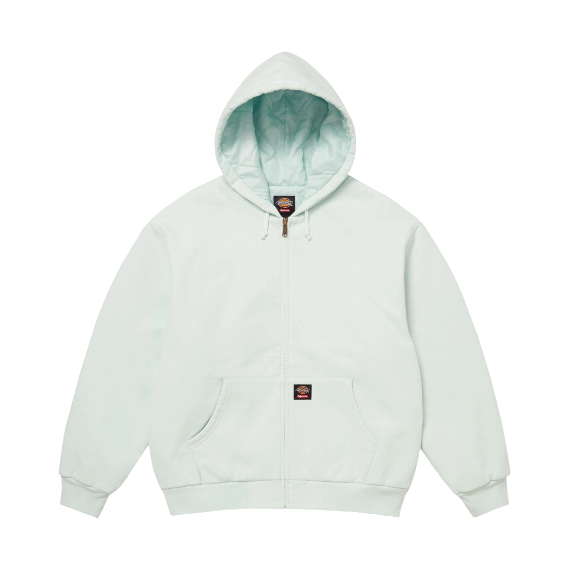 슈프림 x 디키즈 퀼티드 라인드 집업 후드 스웨트셔츠 페일 블루 - 25FW(Supreme x Dickies Quilted Lined Zip Up Hooded Sweatshirt Pale Blue - 25FW)
