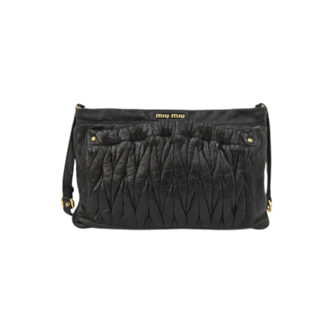 ITC76SMNNSRK Miu Miu Black Matelasse Crossbody Bag A-A20560
