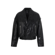 SONGZIO COLLECTION Shawl Collar Leather Jacket Black