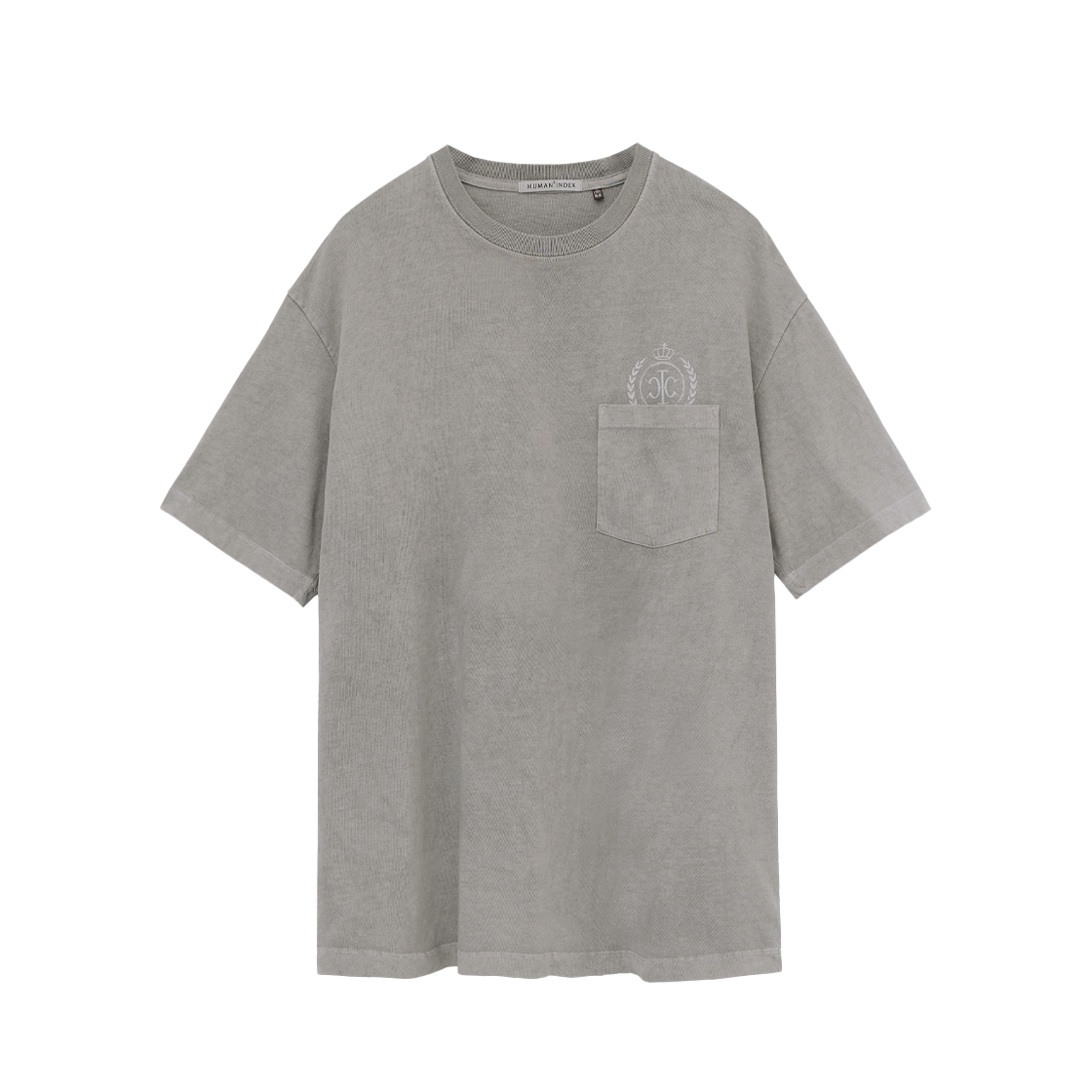 폴리테루 휴먼인덱스 휴먼 포켓 엠블럼 티셔츠 더티 그레이(Polyteru Human Index Human Pocket Emblem T-Shirt Dirty Gray)