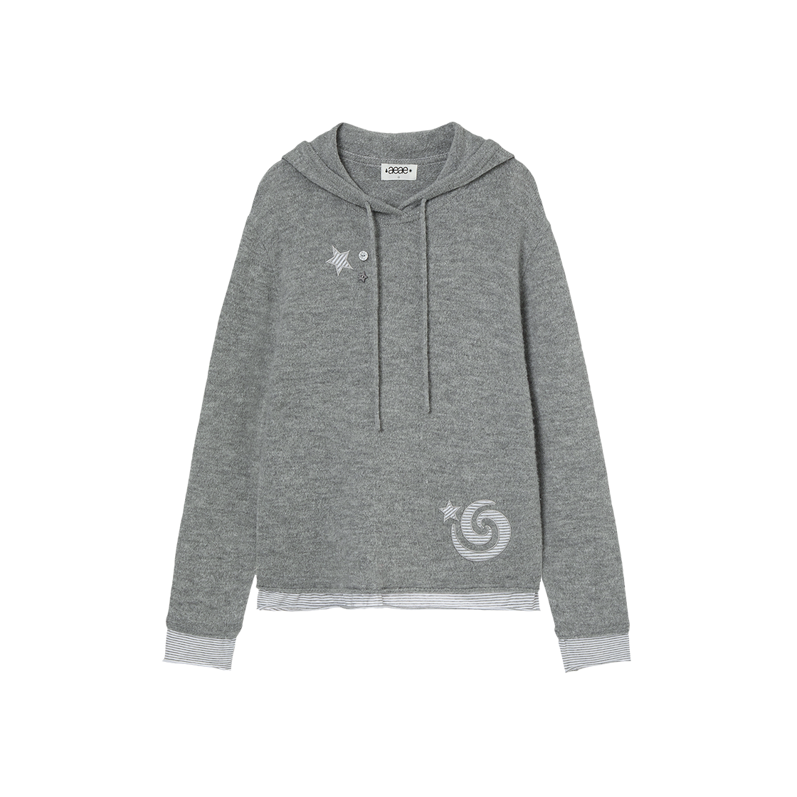 AE45FWHD005GRY AEAE Layered Knit Hoodie Grey