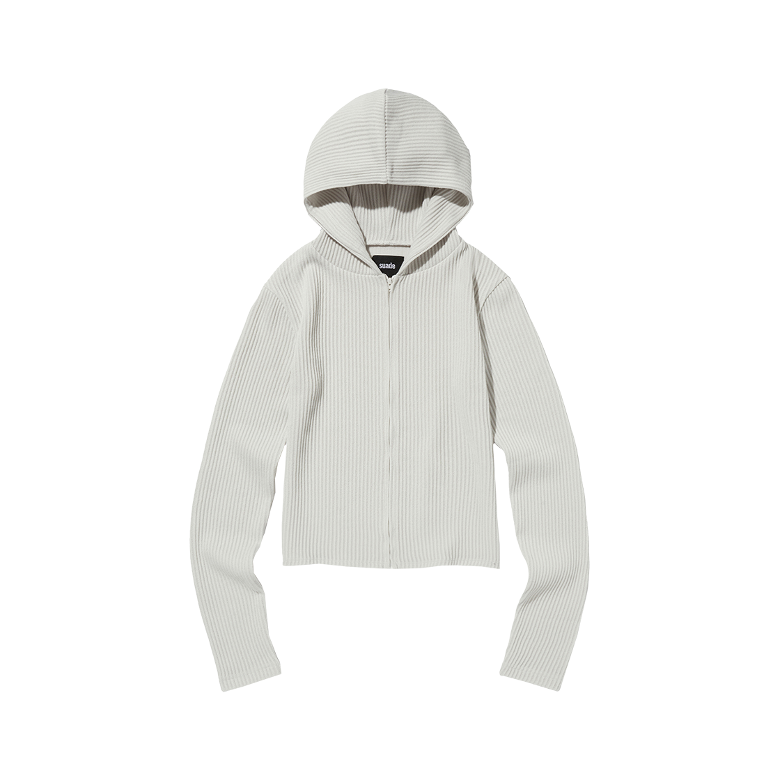 스웨이드 후디드 립 집업 라이트 그레이(Suade Hooded Rib Zip Up Light Gray)