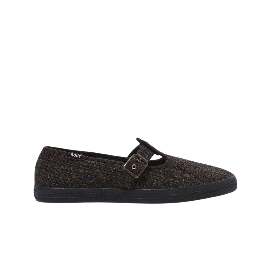 (W) 케즈 챔피온 T 스트랩 해리스 트위드 브라운((W) Keds Champion T Strap Harris Tweed Brown)