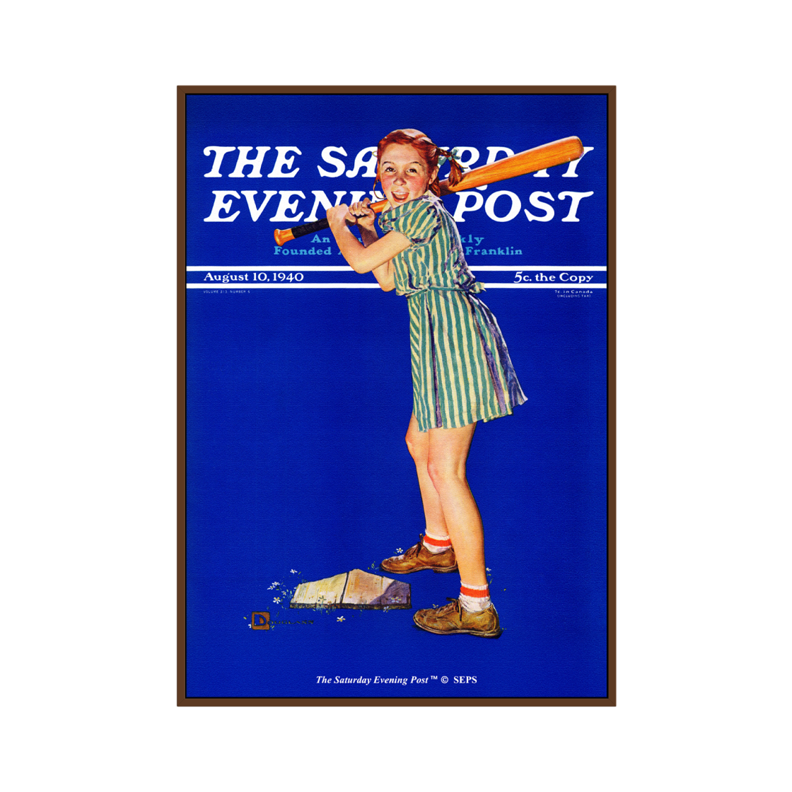 SFX3GD767A The Saturday Evening Post Girl At Bat Poster (9월)