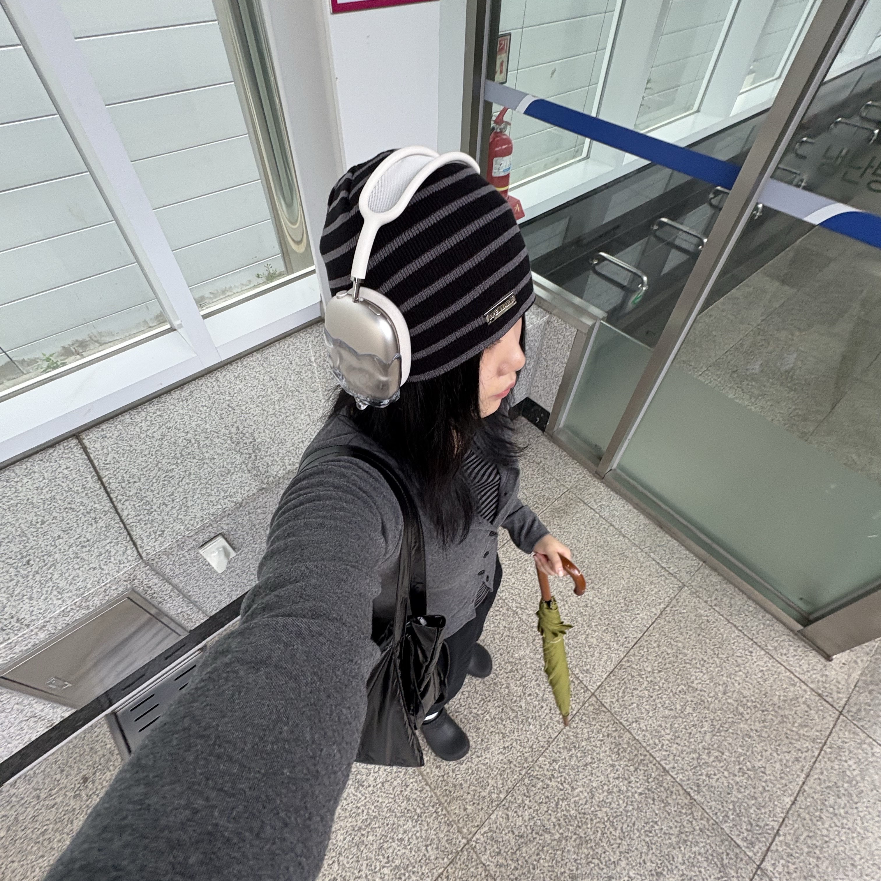 Apple AirPods Max USB C Starlight (Korean Ver.), Gragg Double Layers Case - Clear (Airpods Max) 착용 스타일