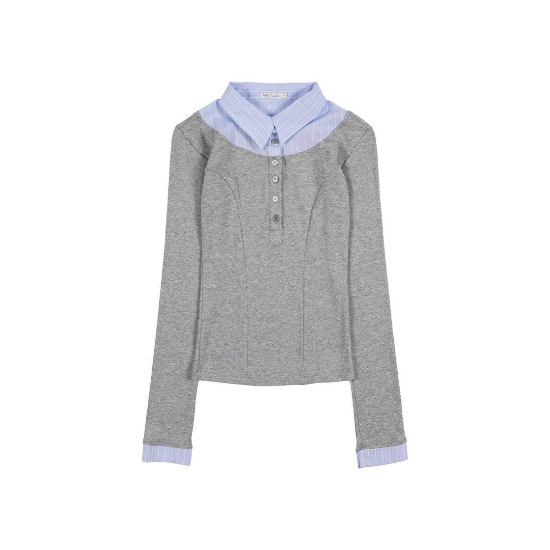 팬시클럽 셔츠 레이어드 롱슬리브 그레이