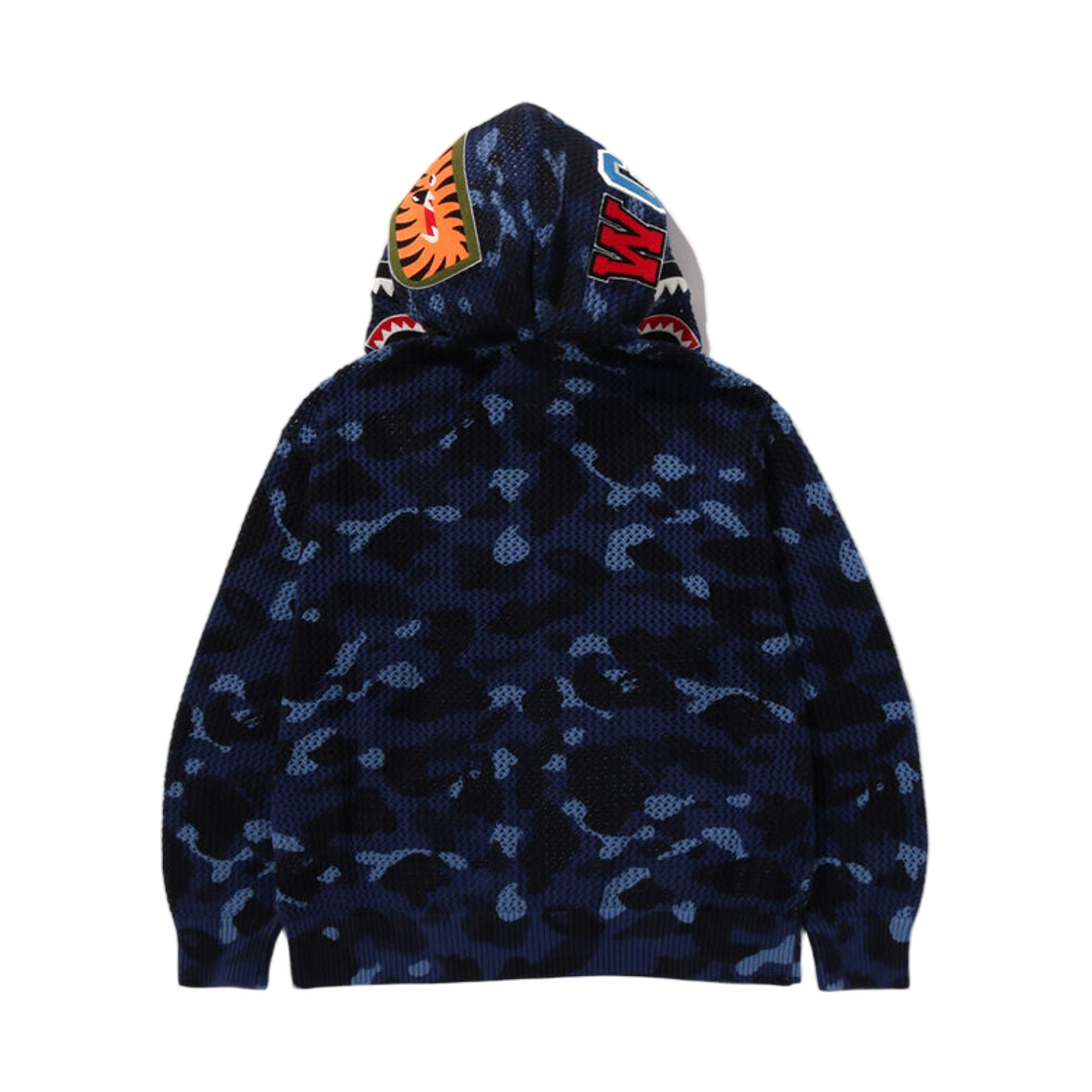 베이프 컬러 카모 크로쉐 릴렉스드 핏 샤크 풀 집 후드 블루(BAPE Color Camo Crochet Relaxed Fit Shark Full Zip Hoodie Blue) - 3