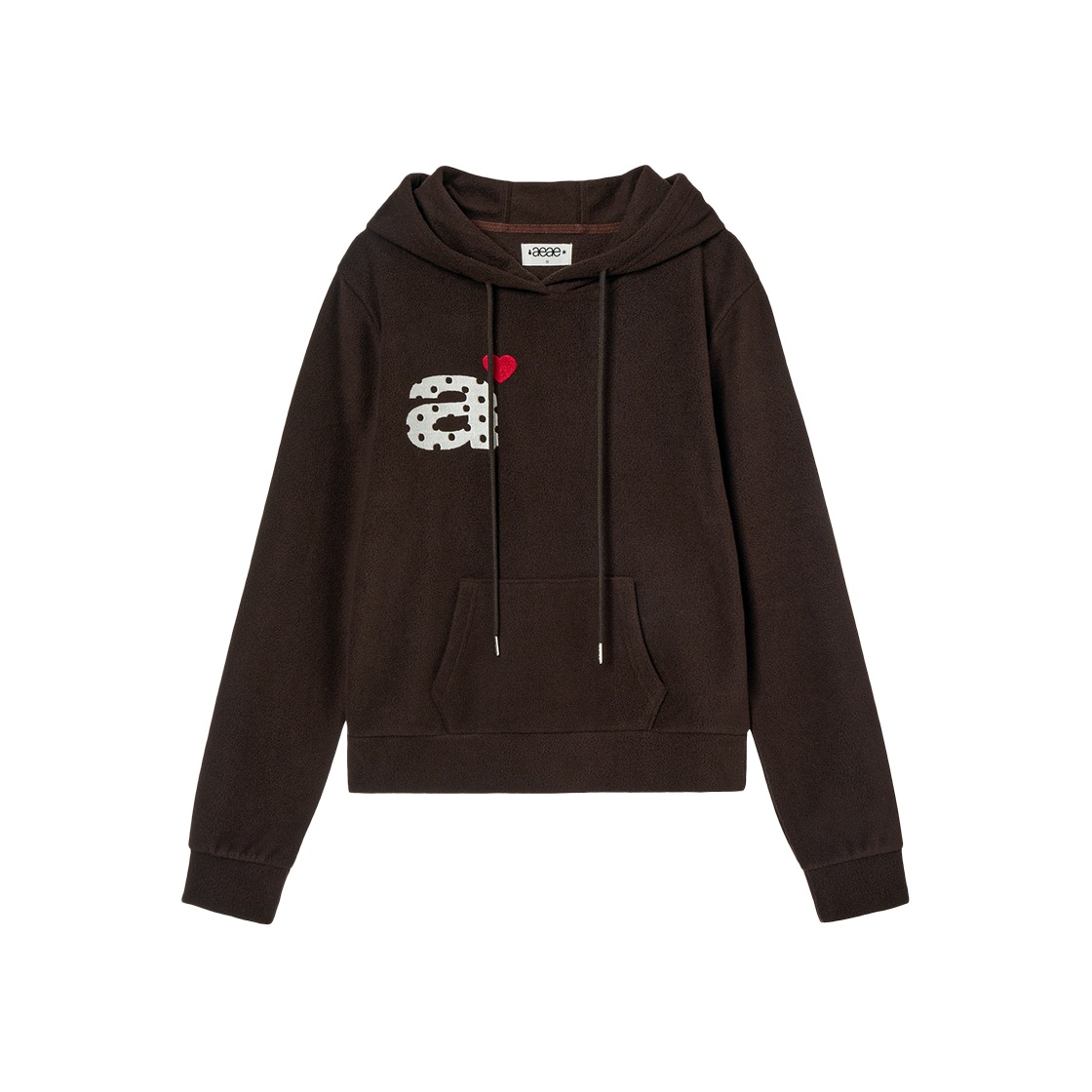 AE45FWHD006BRW AEAE Dot Small Letter Fleece Hoodie Brown
