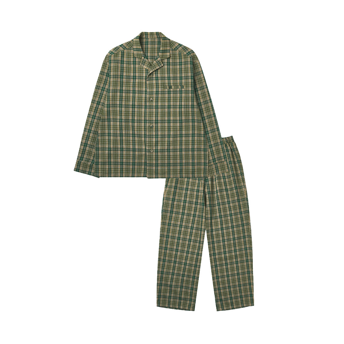 2503WSTGN3 STU Check Pajama Set Green