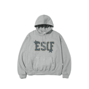 Escapefrom Star Denim Patch Print Hoodie Gray