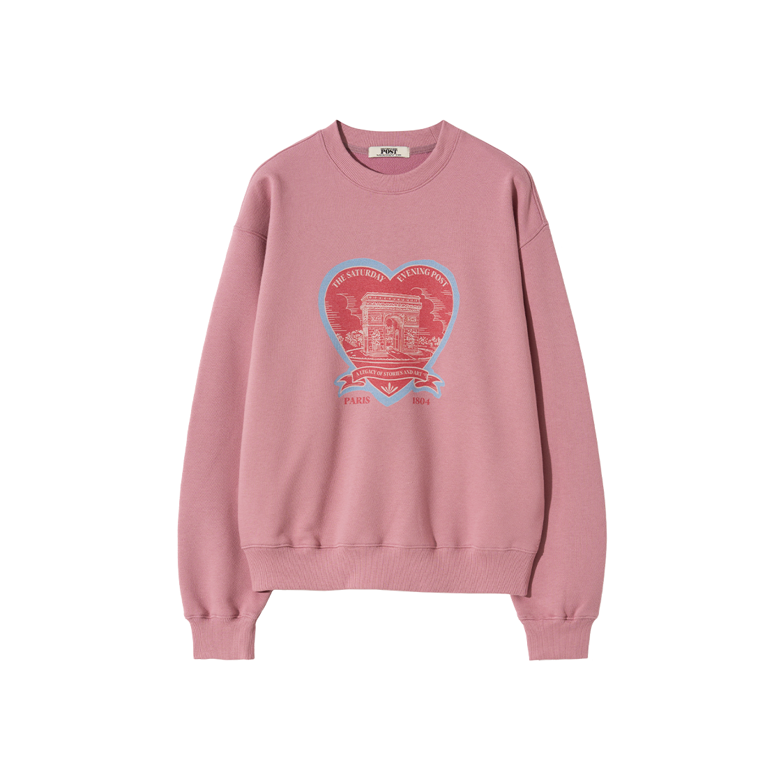 SFF1CR207API The Saturday Evening Post Arch Heart Graphic Sweat Shirt Pink