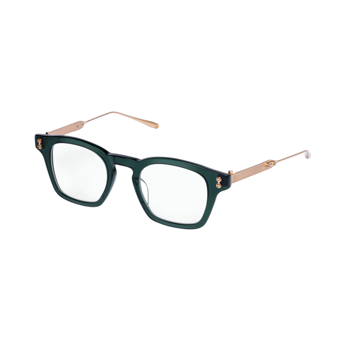 아코니 와이즈 딥 에메랄드 그린 12K 골드 클리어 렌즈 - 몰디드 핏(Akoni Wise Deep Emerald Green 12k Gold Clear Lenses - Molded Fit)
