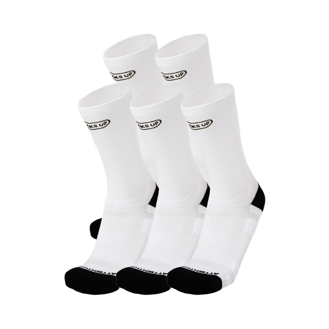 SU-ATT-CREW-5P Socks Up Attention Dry Running Crew Socks PRO White 5 pack