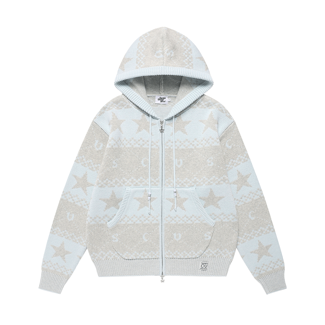 CV2FFUK680ABL CAVISH Nordic Knit Zip Up Hoodie Blue