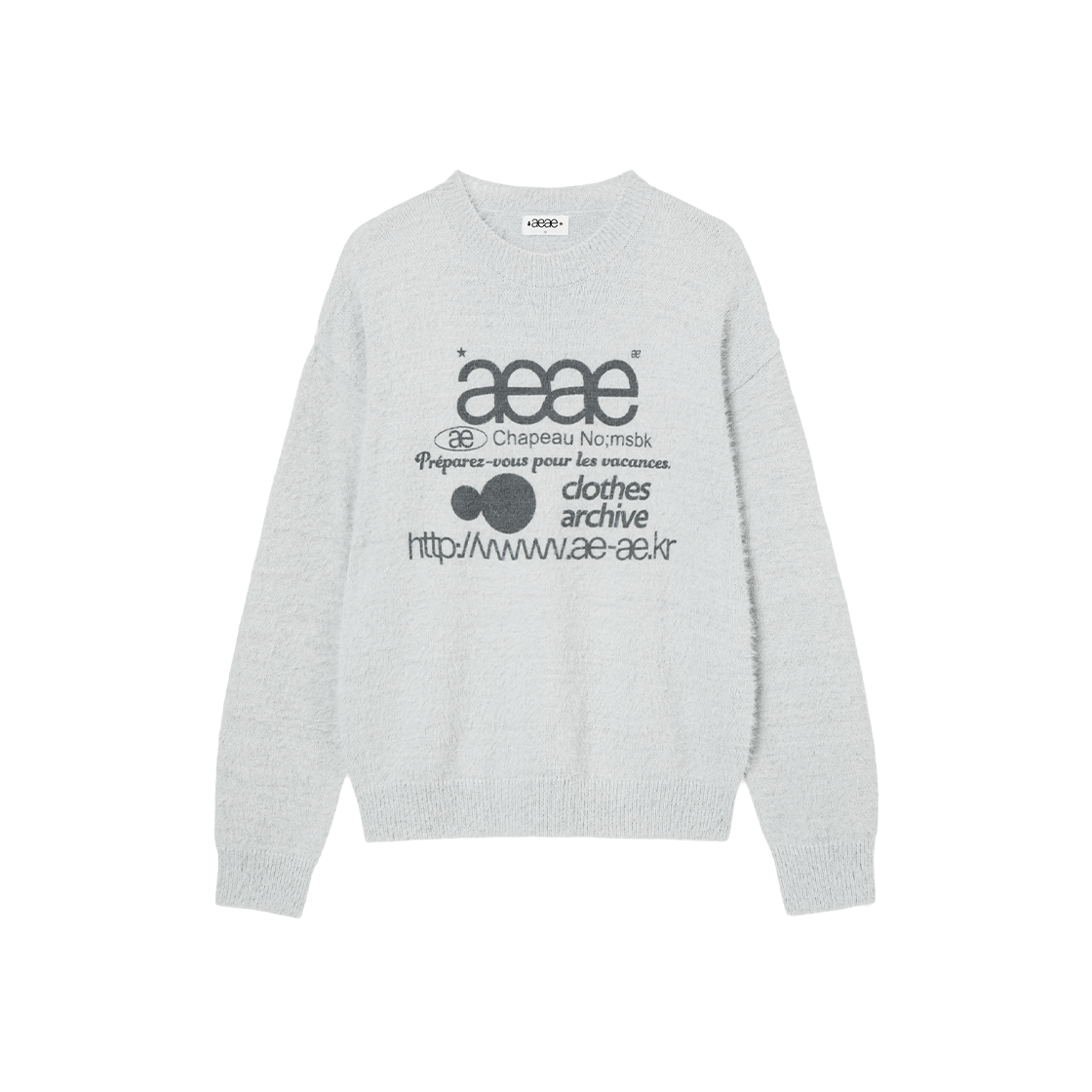AE45FWKN001LGY AEAE Web Logo Knit Pullover Light Grey