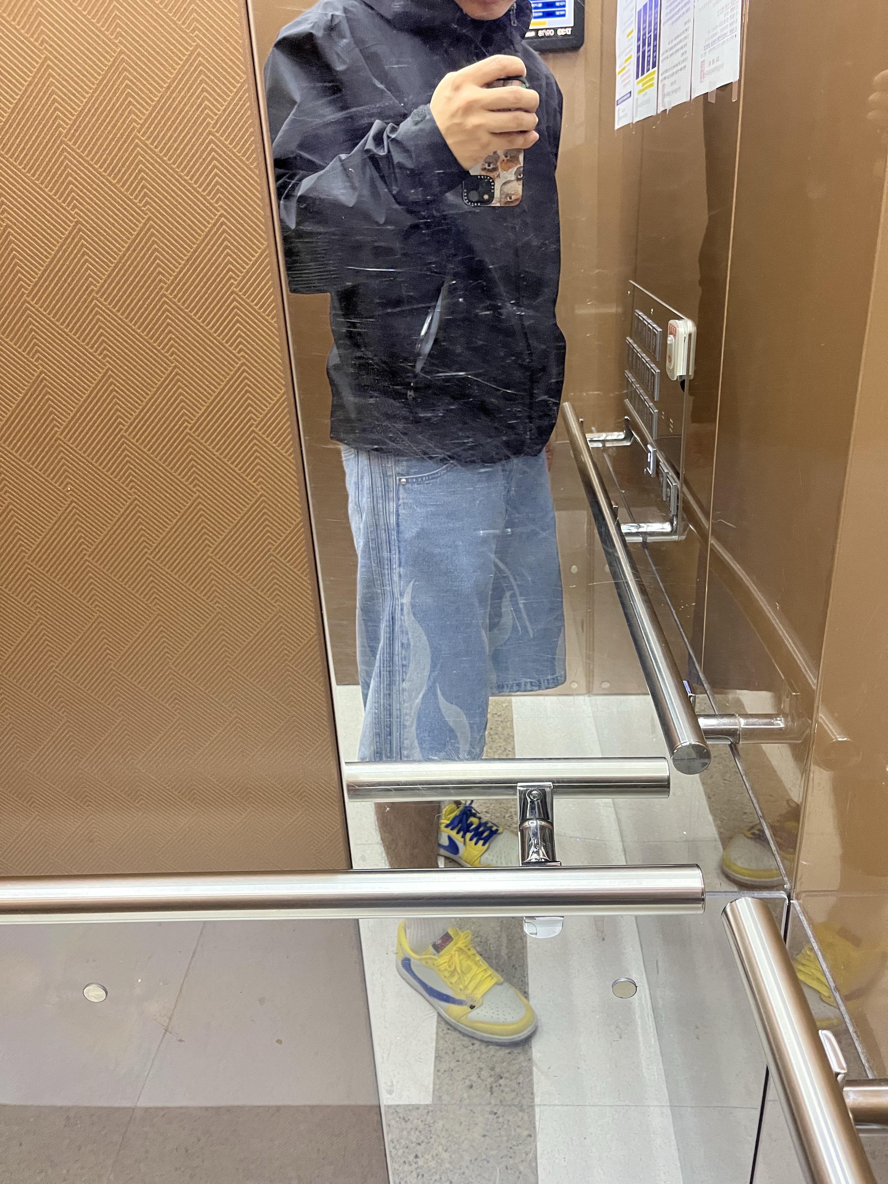 Arc'teryx Beta LT Jacket Black, Adidas Flames Denim Shorts Blue - KR Sizing 착용 스타일
