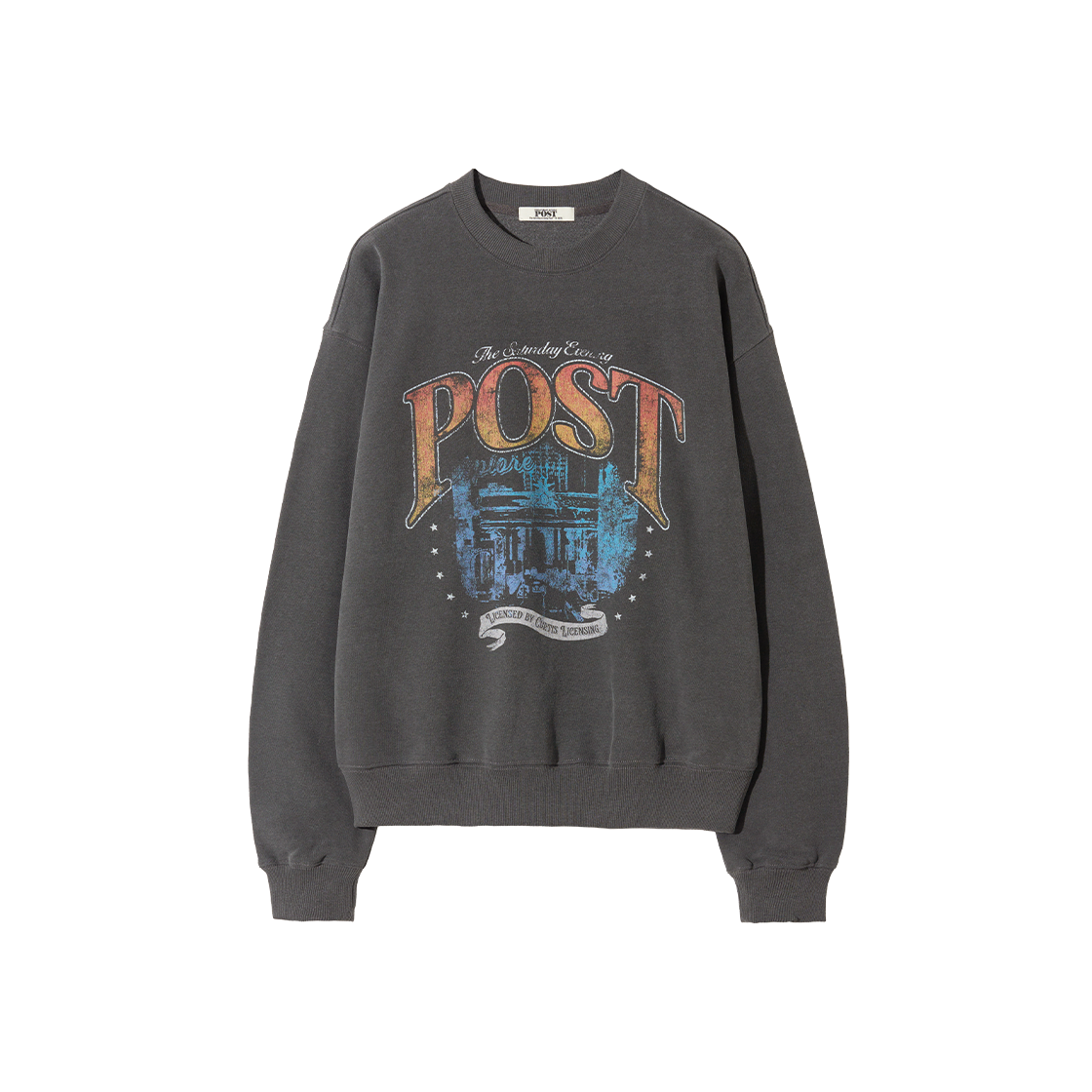 SFF1CR210ACH The Saturday Evening Post Nyc Graphic Pigment Sweat Shirt Charcoal